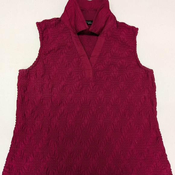 Attitudes by Renee Sleeveless V-Neck Blouse in Berry - Picture 3 of 6